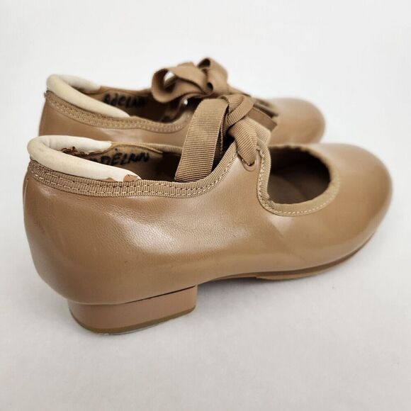 BALERA Tan Elastic Strap Bow Beginner Tap Dancing Shoes Little Girl's SZ 12.5C - Picture 3 of 12